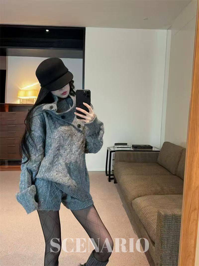 SCENARIO Cable Wrap Knit 3-Piece Set-2 Colors