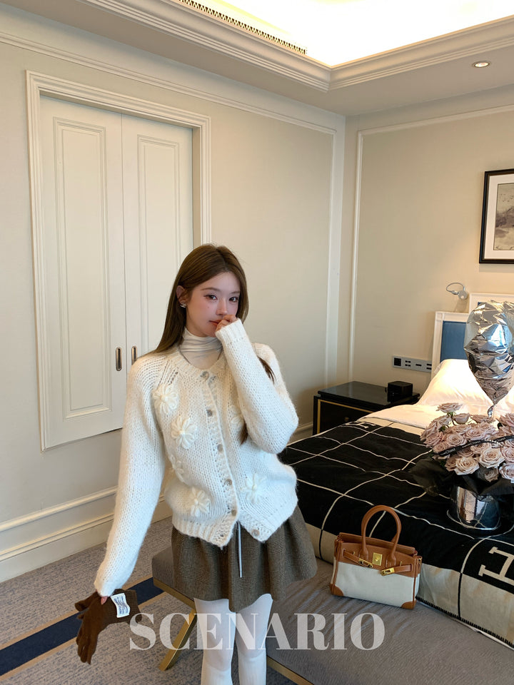 SCENARIO Pleat & Drawstring Skirt-Brown