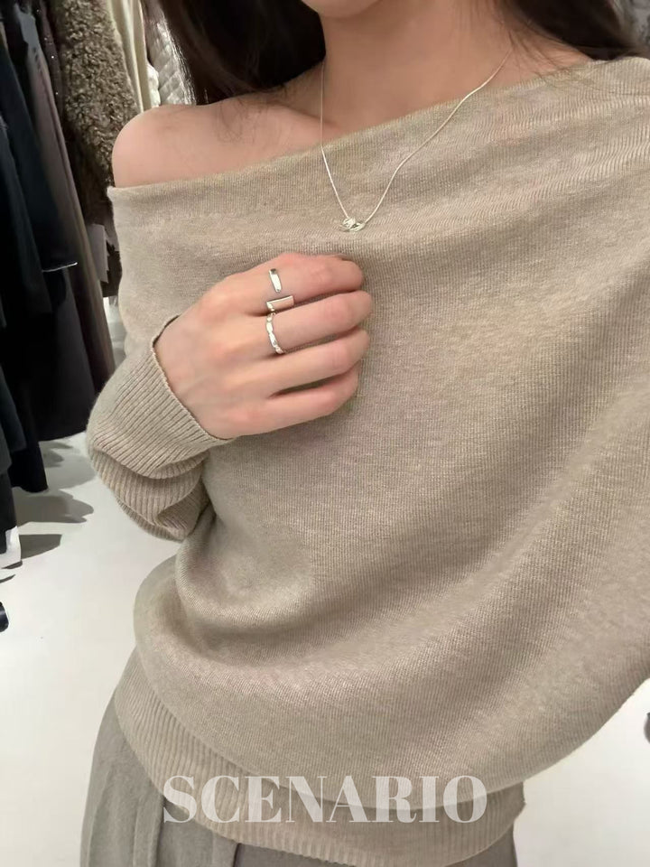 SCENARIO Wool Two-Way Shoulder Top-Two Colors