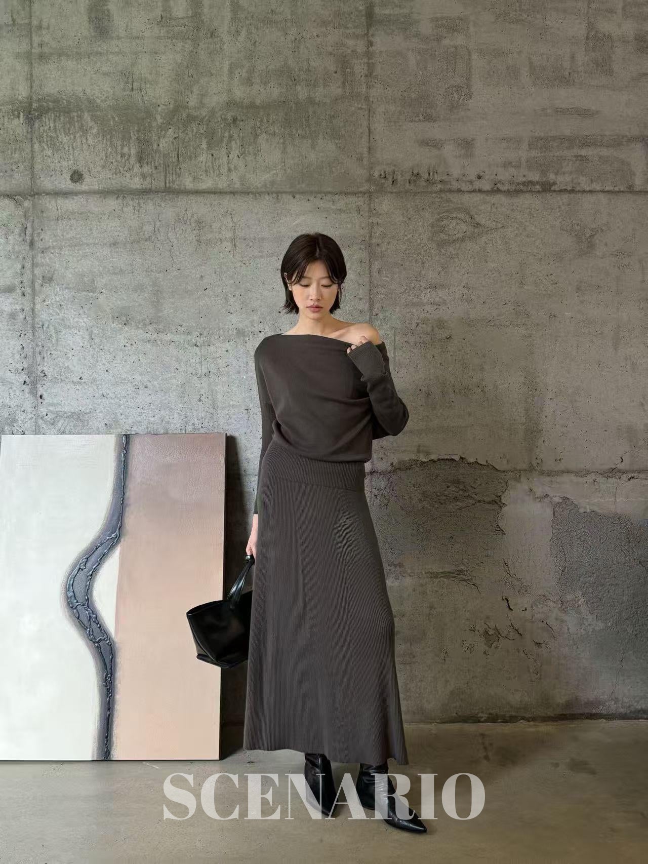SCENARIO Wool Two-Way Shoulder Top-Two Colors