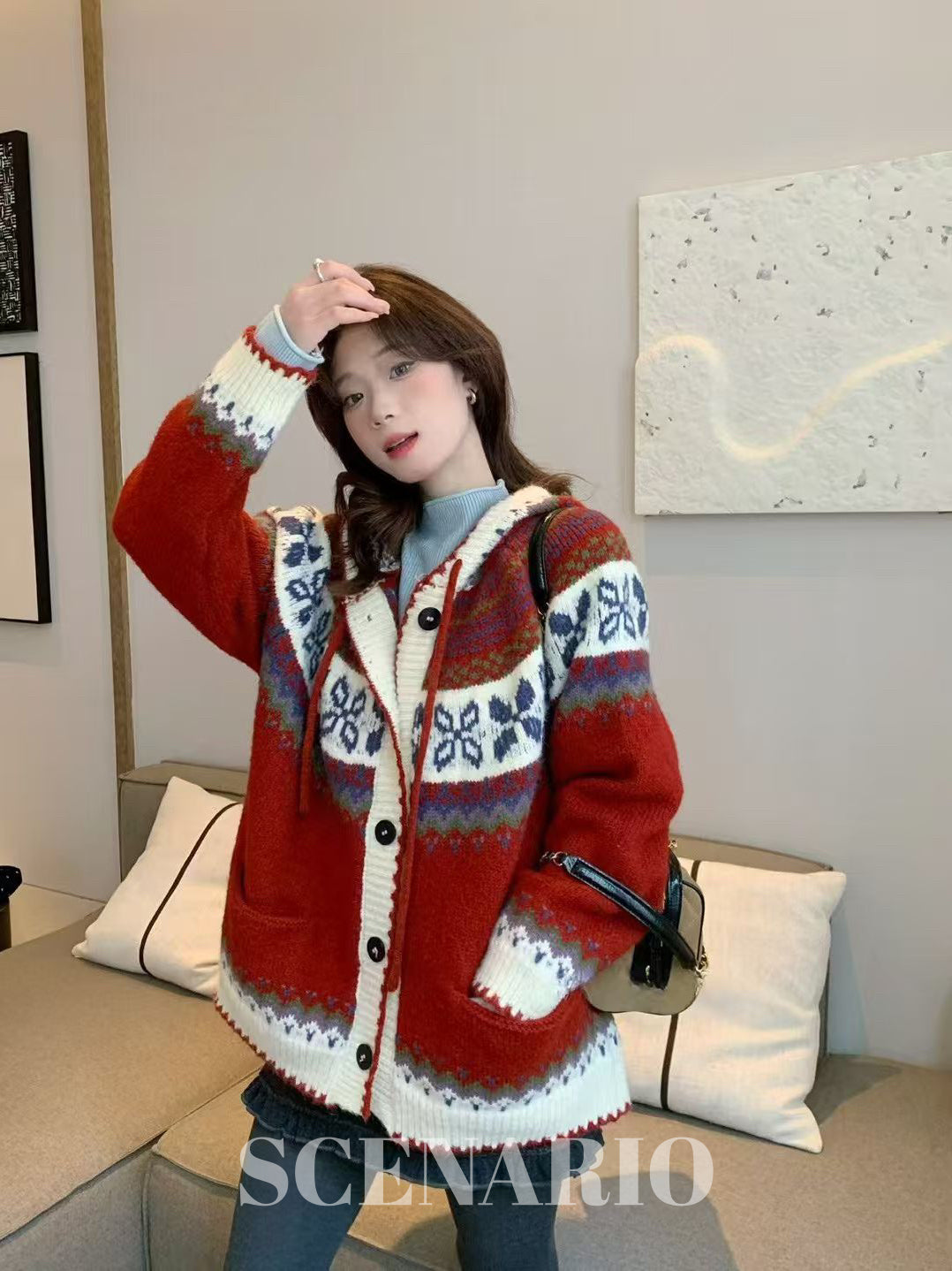 SCENARIO Cloud-Knit Hoodie Cardigan-Two Colors