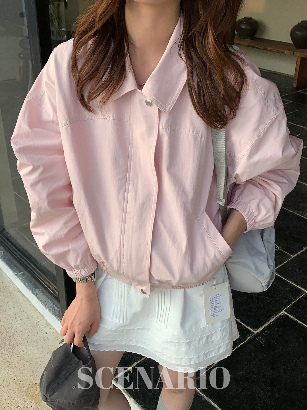 SCENARIO Blush Breeze Cropped Jacket-Pink