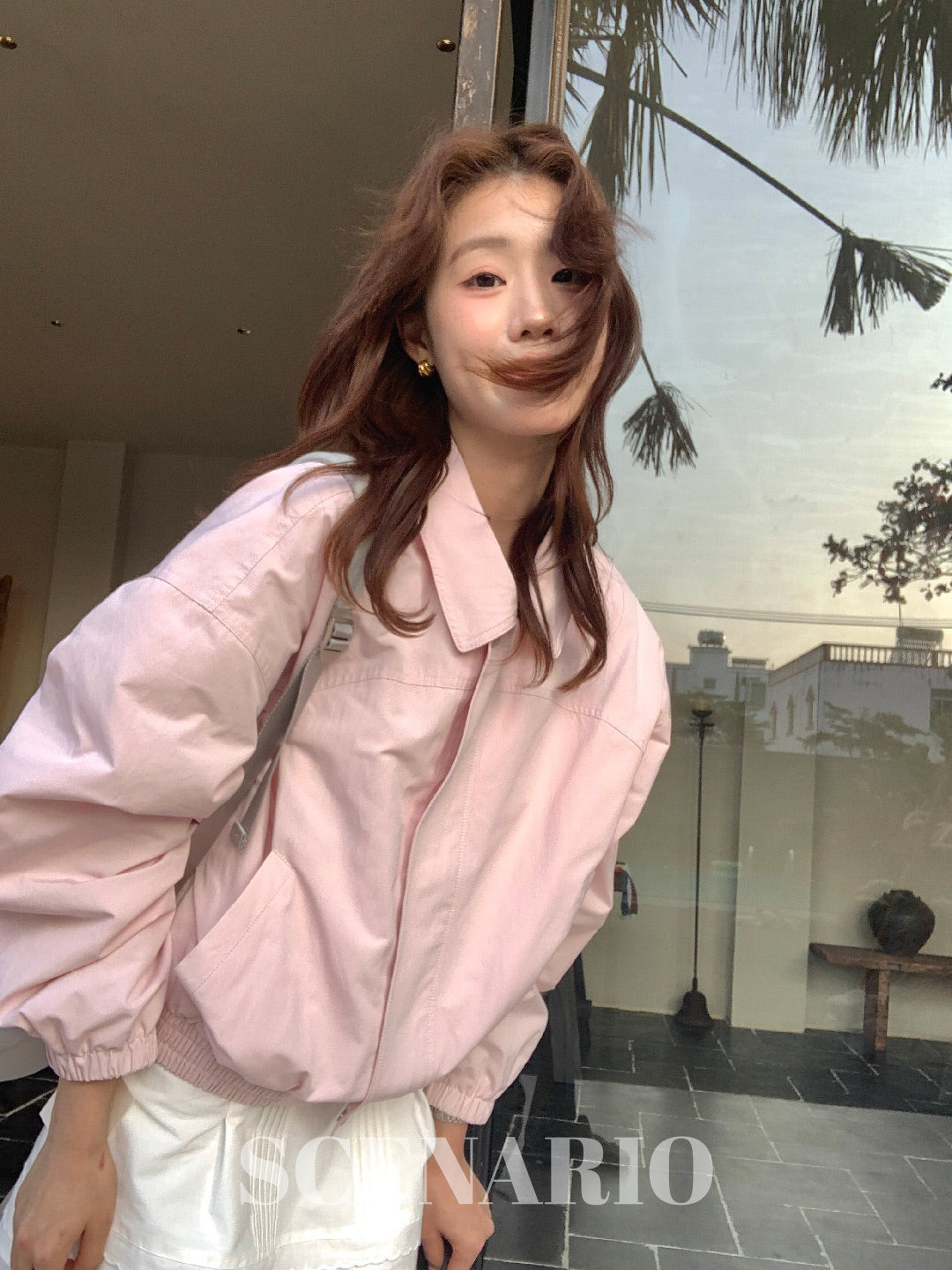 SCENARIO Blush Breeze Cropped Jacket-Pink