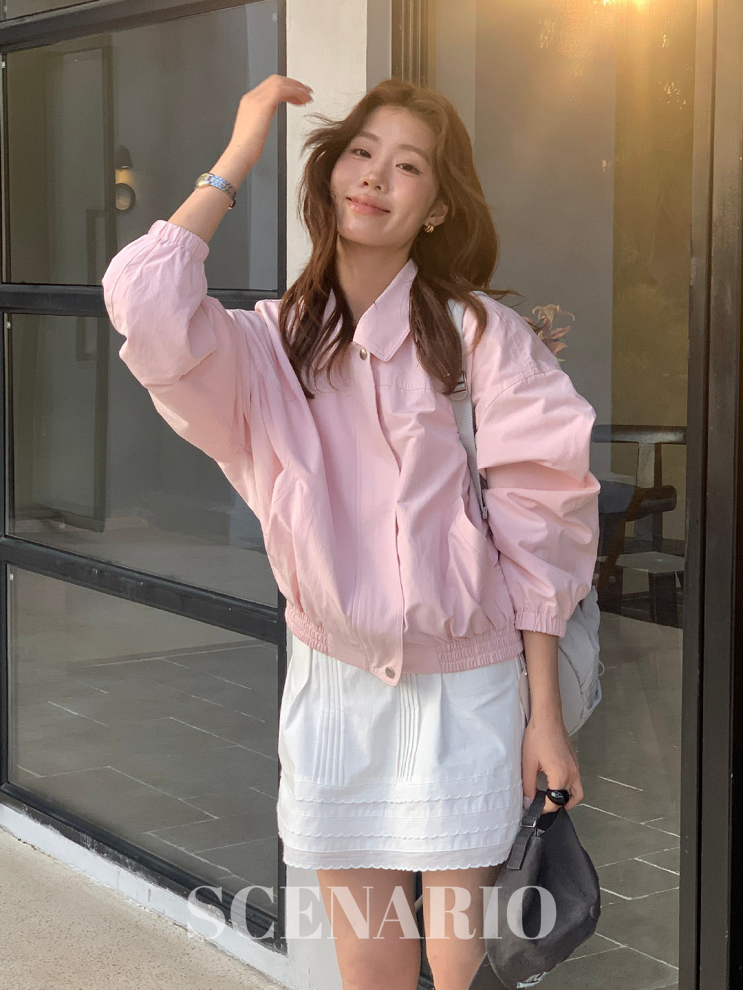 SCENARIO Blush Breeze Cropped Jacket-Pink