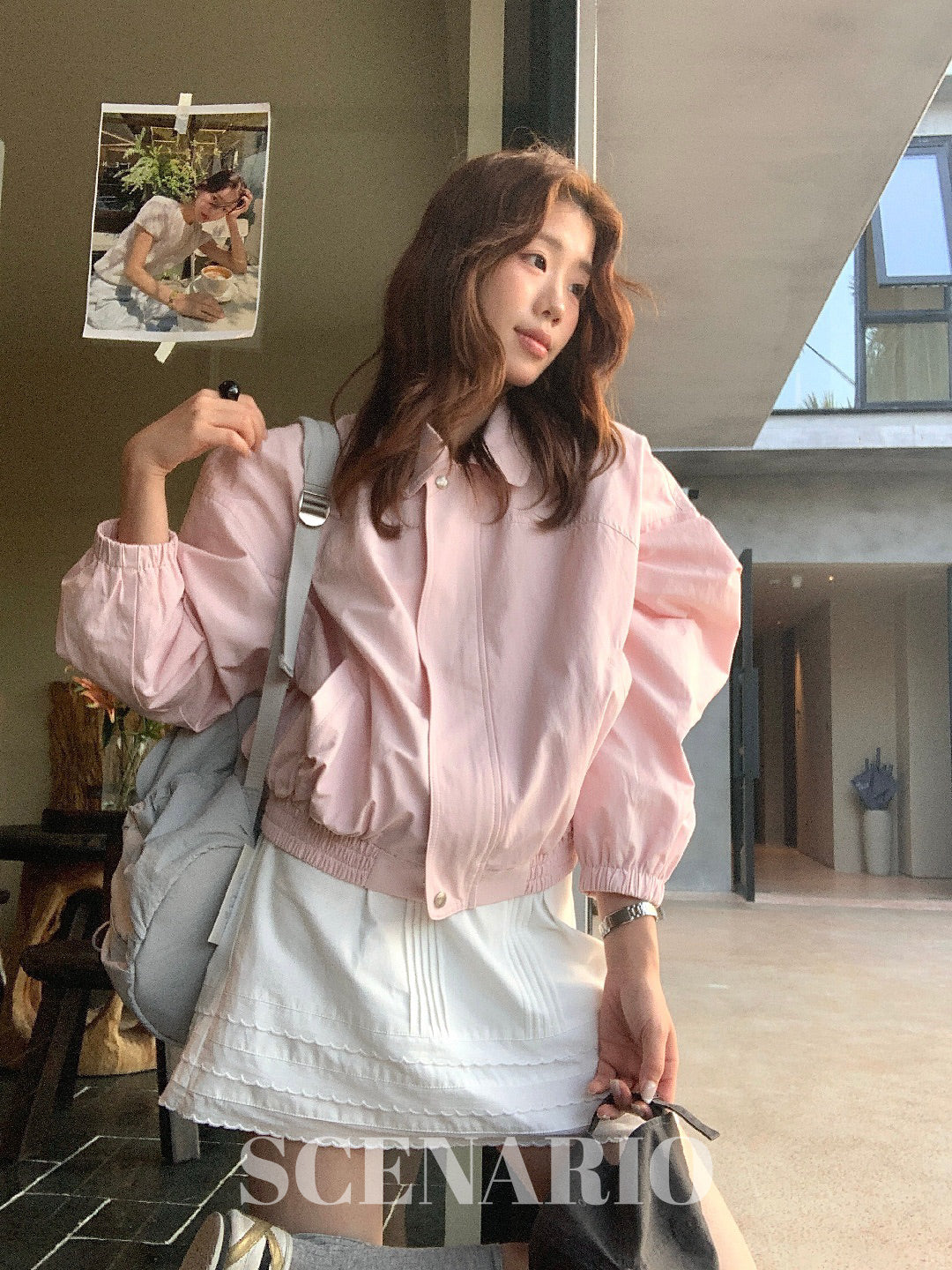 SCENARIO Blush Breeze Cropped Jacket-Pink