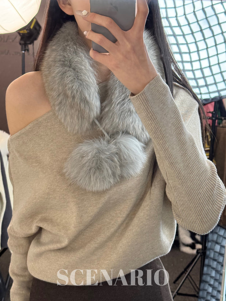 SCENARIO Foxtail Short Scarf-Two Colors