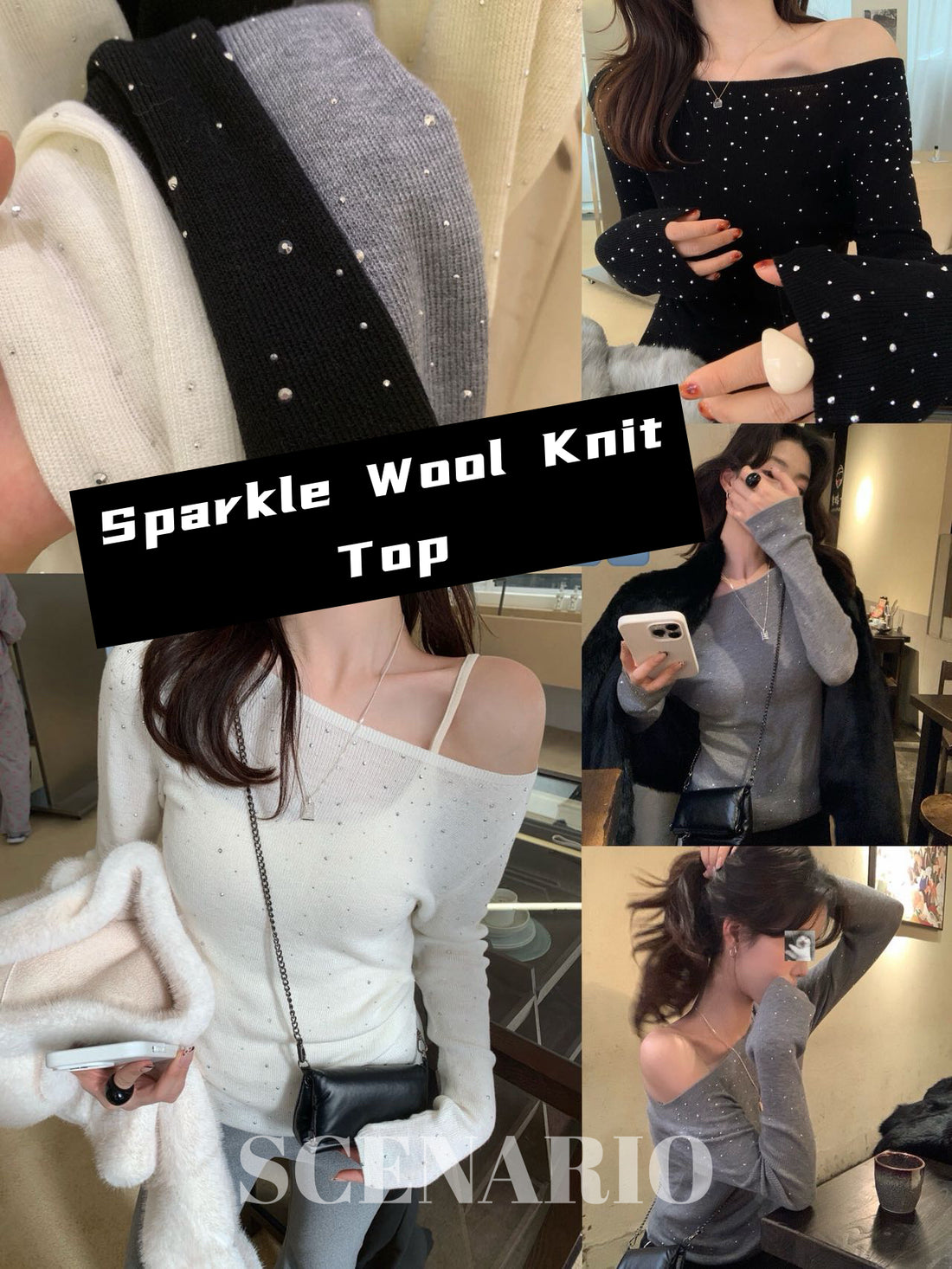 SCENARIO Sparkle Wool Knit Top-3 Colors