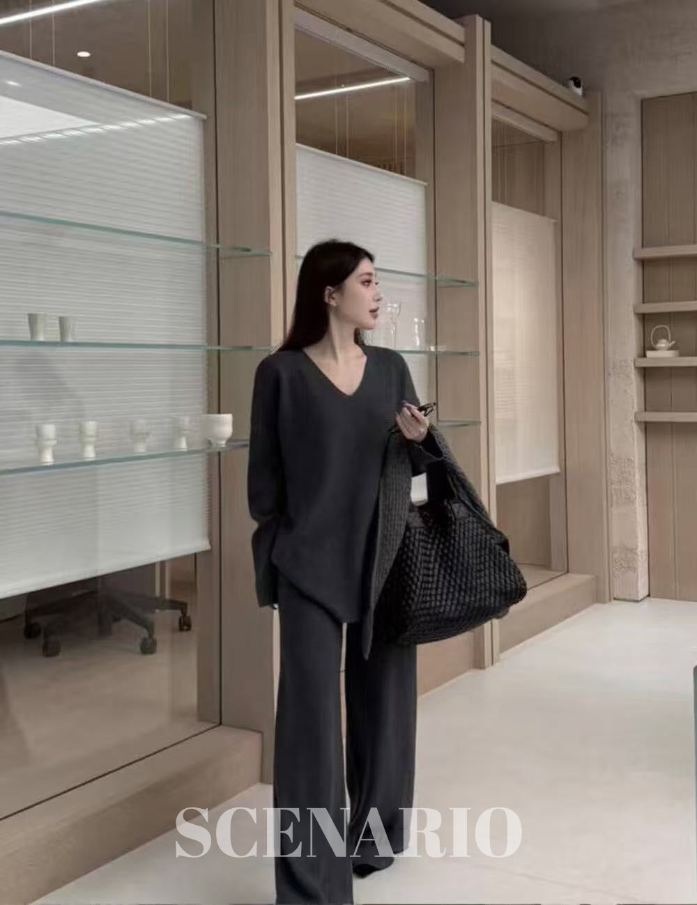 SCENARIO Cozy Rib-Knit 2-Piece Set-3 Colors