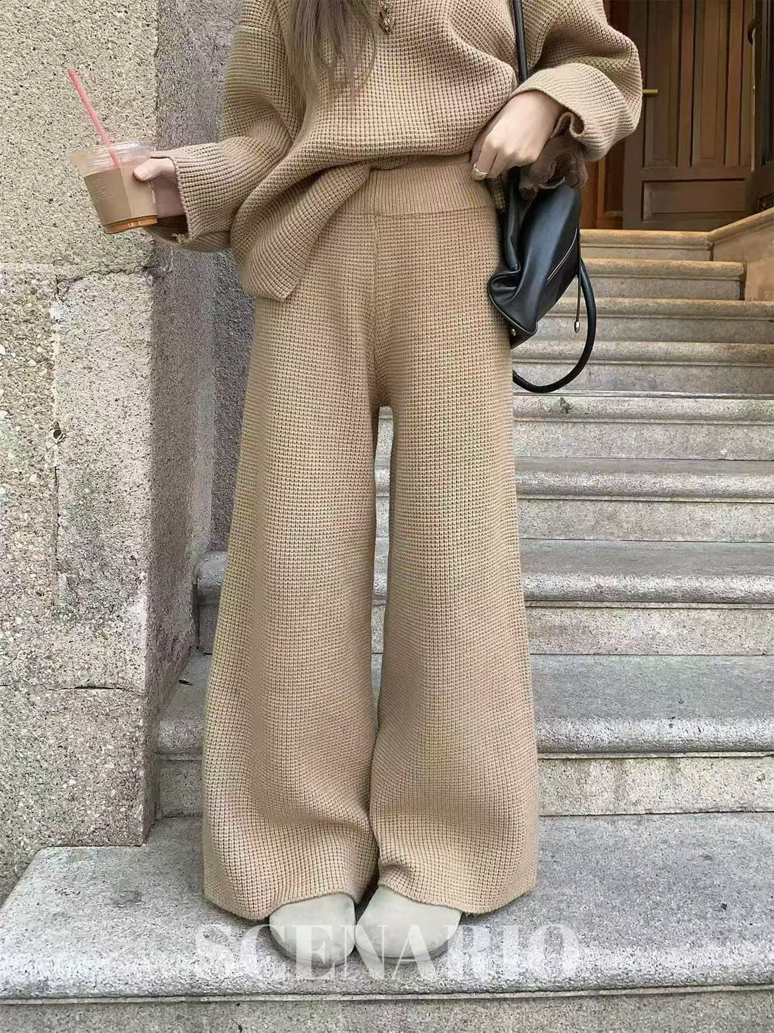 SCENARIO Cozy Rib-Knit 2-Piece Set-3 Colors