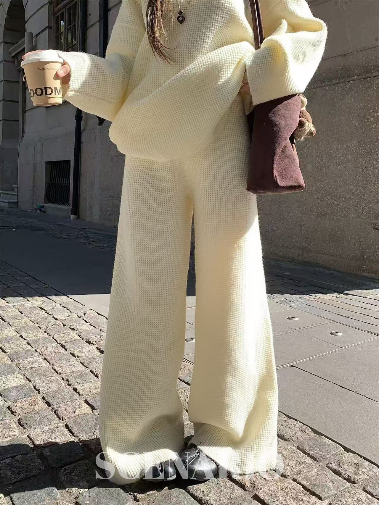 SCENARIO Cozy Rib-Knit 2-Piece Set-3 Colors