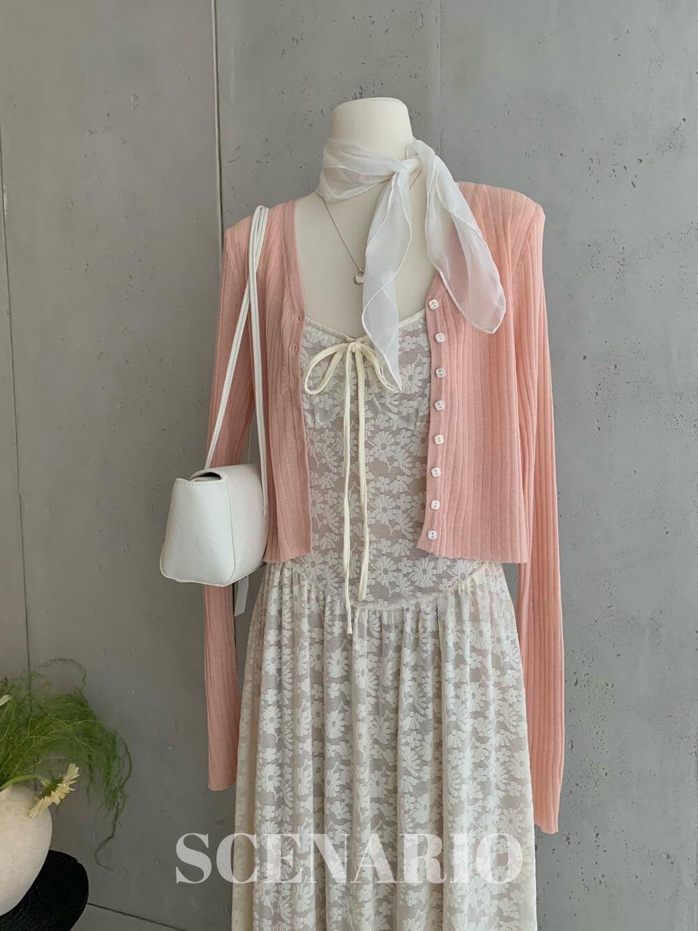 SCENARIO Blush Garden Lace Dress 2PCS Set - Cream