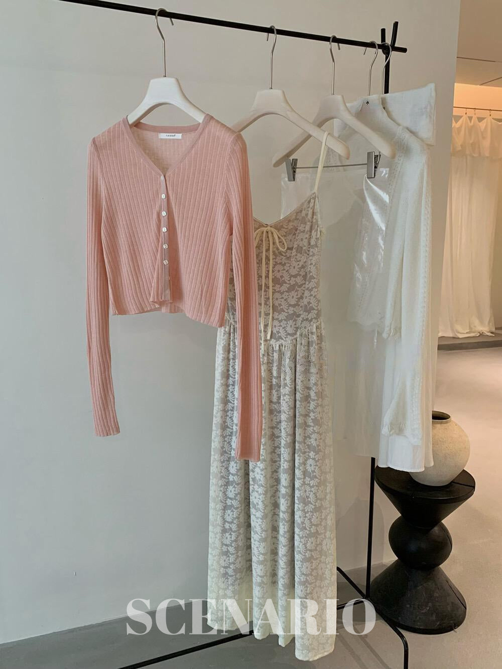SCENARIO Blush Garden Lace Dress 2PCS Set - Cream