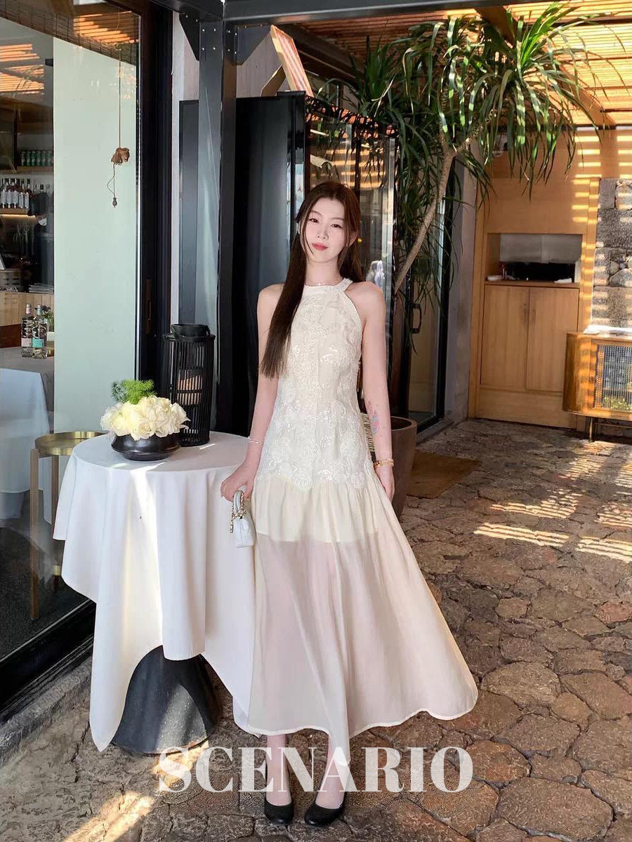 SCENARIO Ivory Whisper Lace Midi Dress - Cream