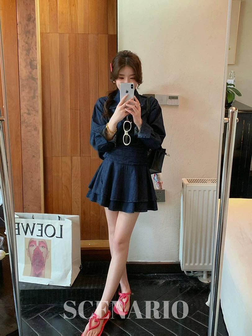 SCENARIO Midnight Muse Shirt & Skirt 2PCS Set - Navy