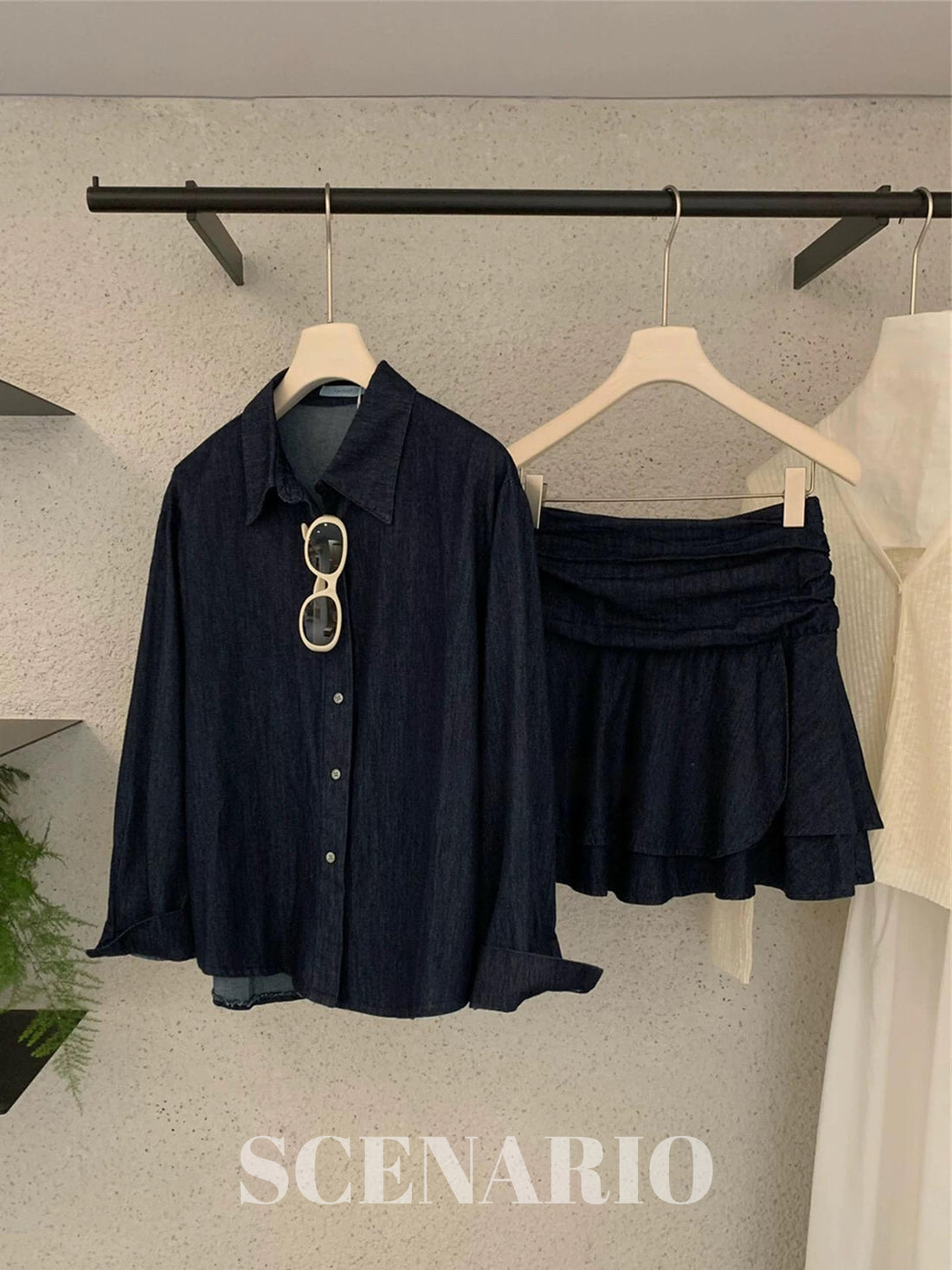 SCENARIO Midnight Muse Shirt & Skirt 2PCS Set - Navy