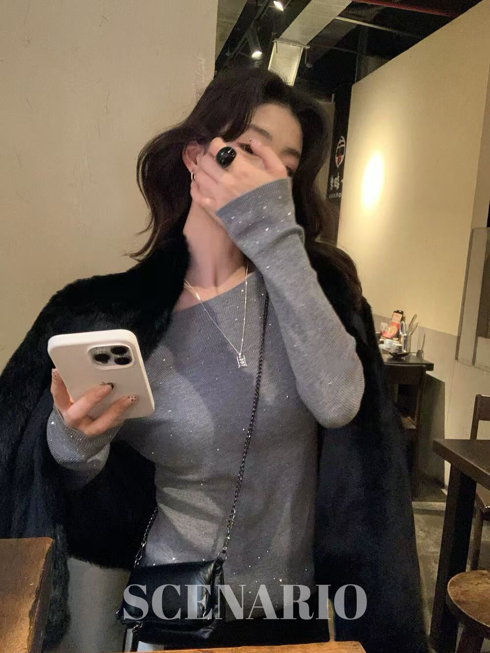 SCENARIO Sparkle Wool Knit Top-3 Colors