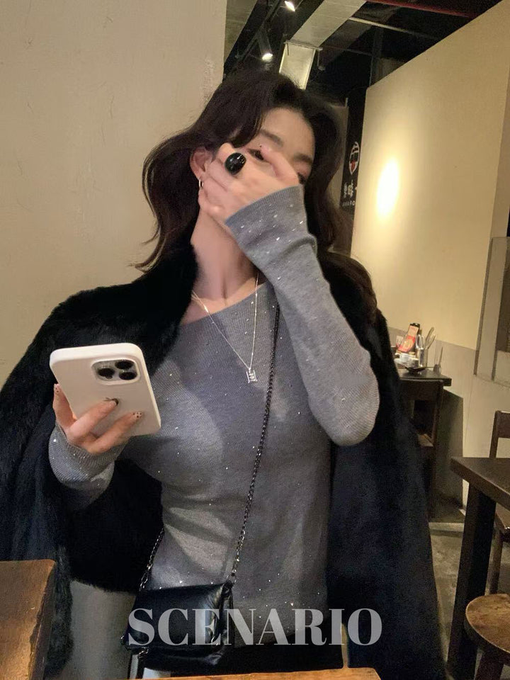 SCENARIO Sparkle Wool Knit Top-3 Colors