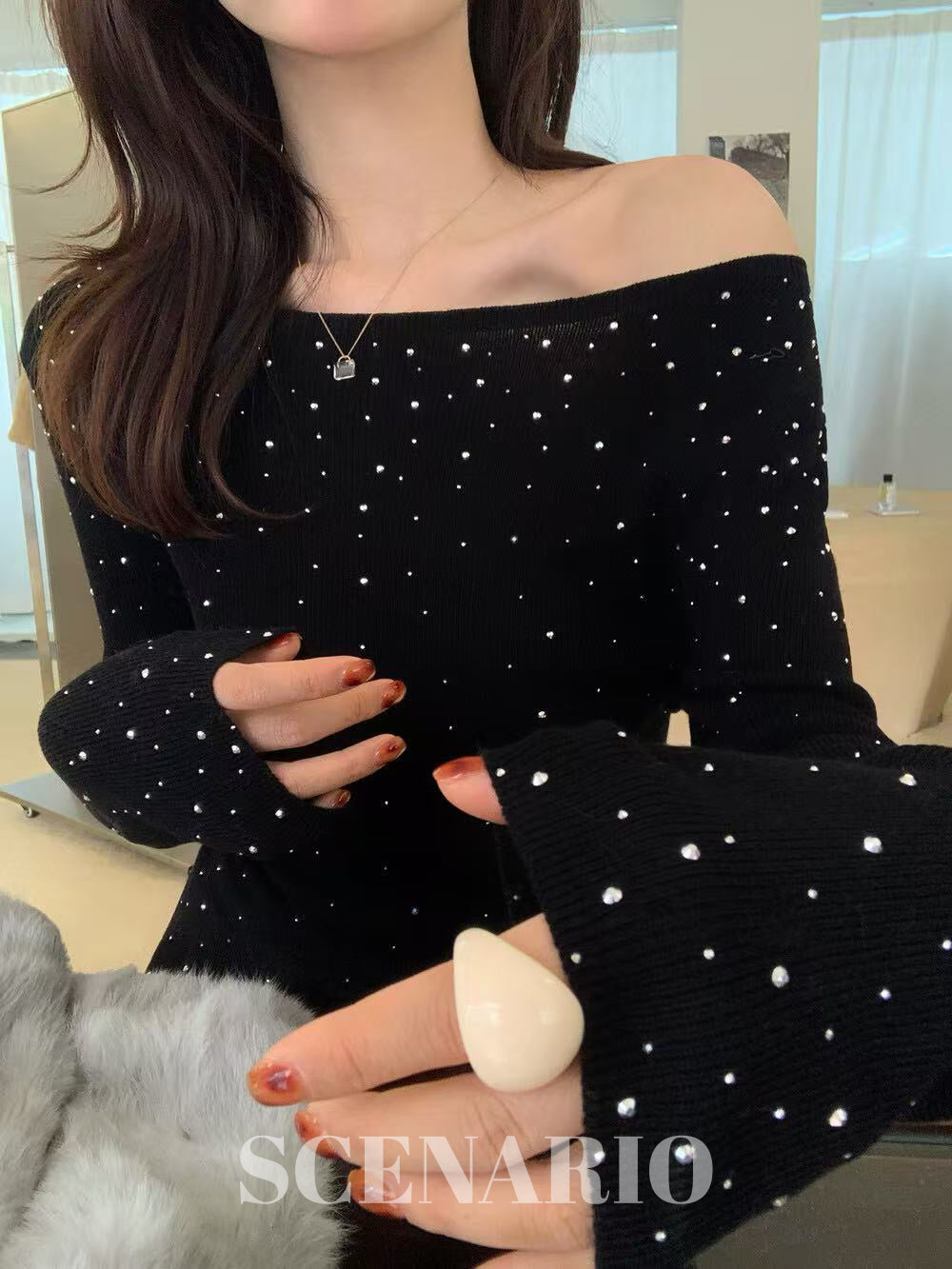 SCENARIO Sparkle Wool Knit Top-3 Colors