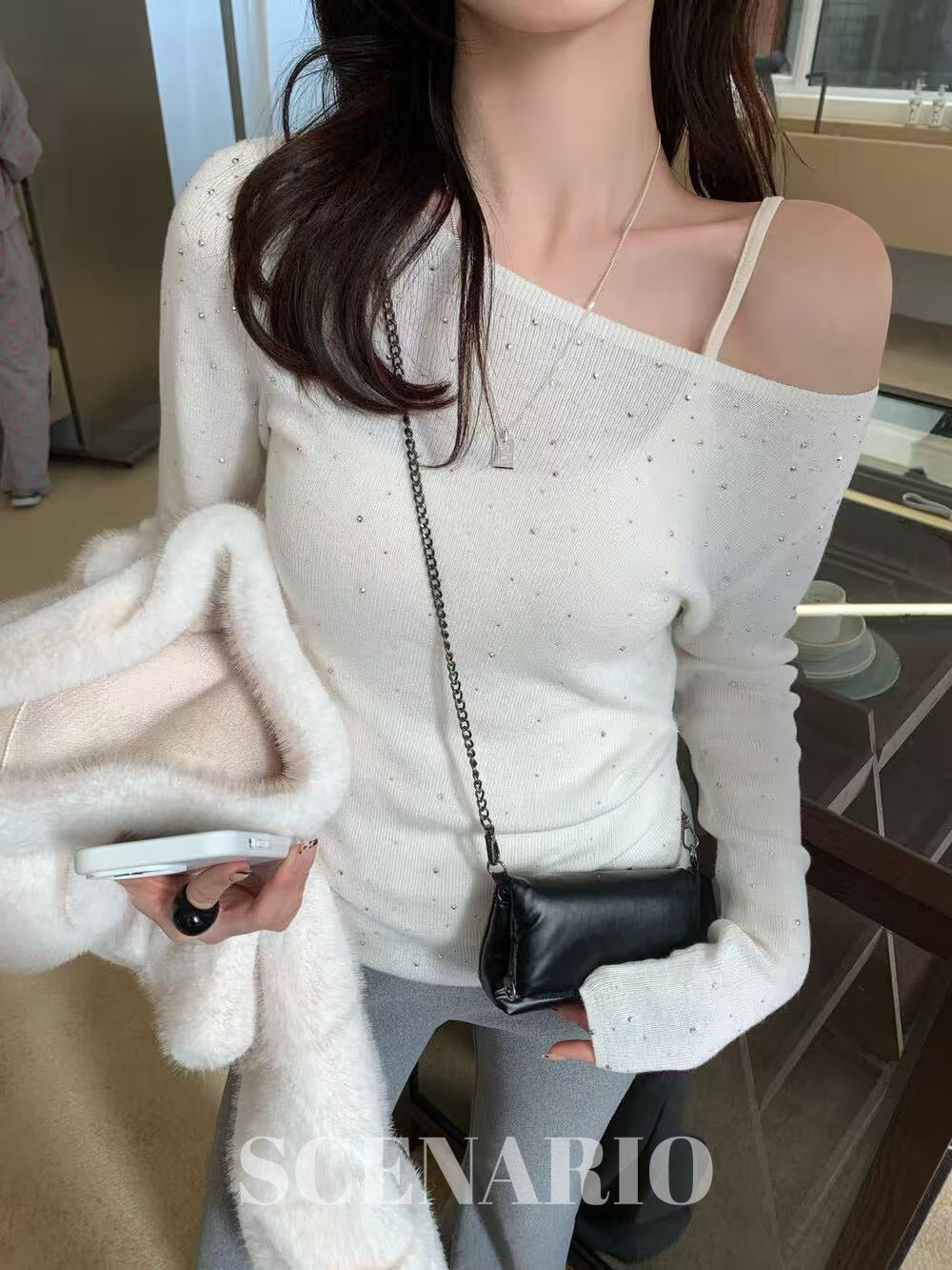 SCENARIO Sparkle Wool Knit Top-3 Colors