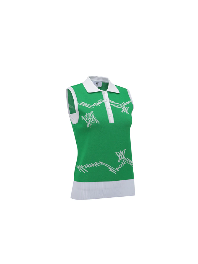 Anew-ANEW Golf Women's SM Logo Pattern Knit Vest - Green-S-The Golf Season Shop | One Stop for Your Golf Shopping!
