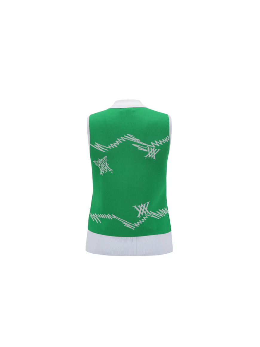 Anew-ANEW Golf Women's SM Logo Pattern Knit Vest - Green-XS-The Golf Season Shop | One Stop for Your Golf Shopping!