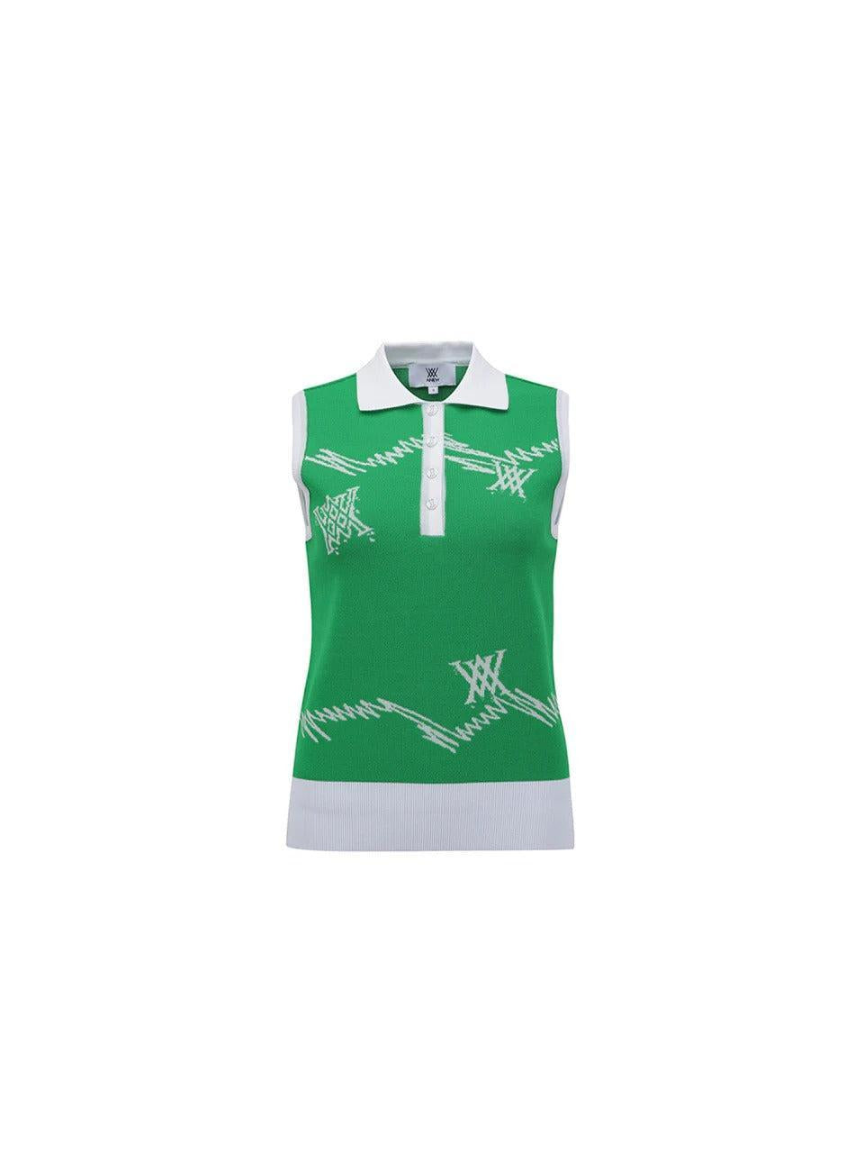 Anew-ANEW Golf Women's SM Logo Pattern Knit Vest - Green-XS-The Golf Season Shop | One Stop for Your Golf Shopping!