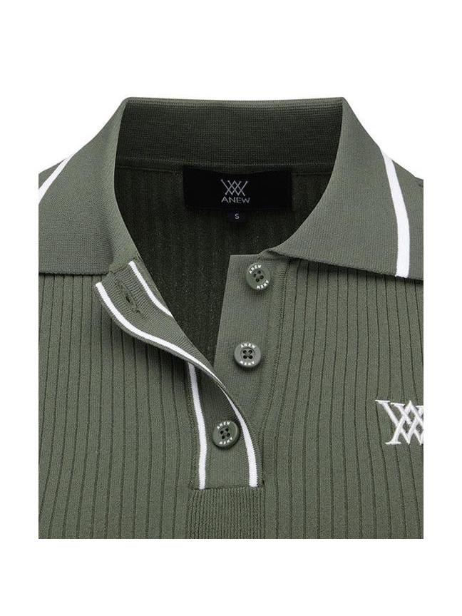 Anew-ANEW Golf Women's SM Stripe Texture Short Sleeve Sweater - Light Khaki-XS-The Golf Season Shop | One Stop for Your Golf Shopping!