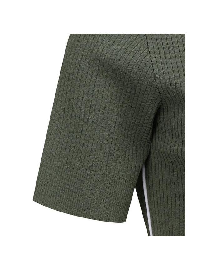 Anew-ANEW Golf Women's SM Stripe Texture Short Sleeve Sweater - Light Khaki-XS-The Golf Season Shop | One Stop for Your Golf Shopping!