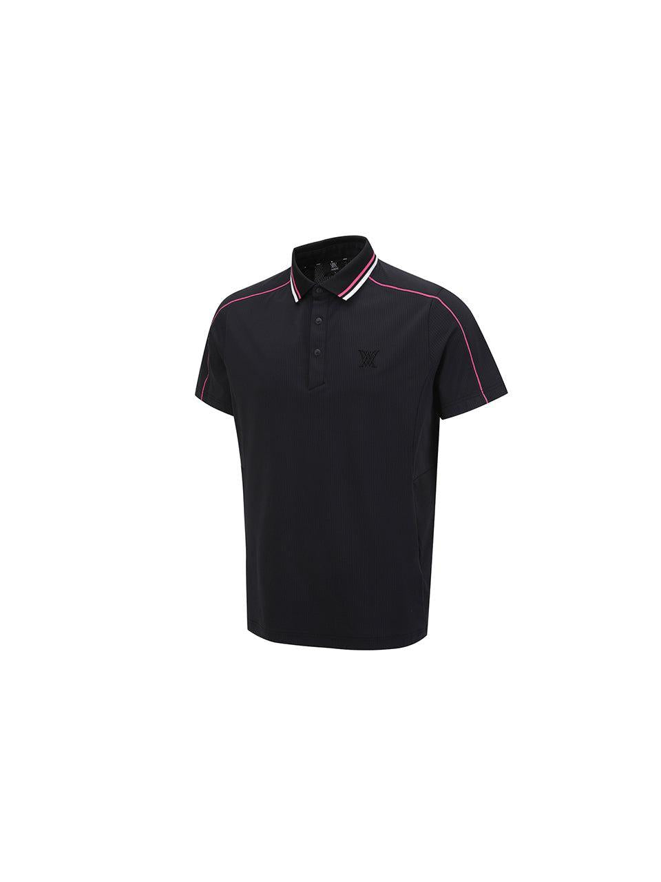 ANEW Men's SM Knit Collar Short T-Shirt - Black
