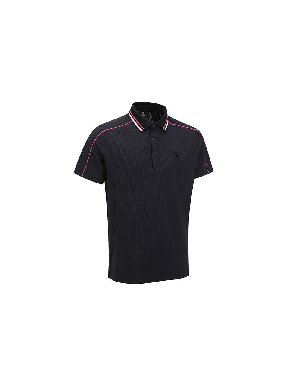 ANEW Men's SM Knit Collar Short T-Shirt - Black
