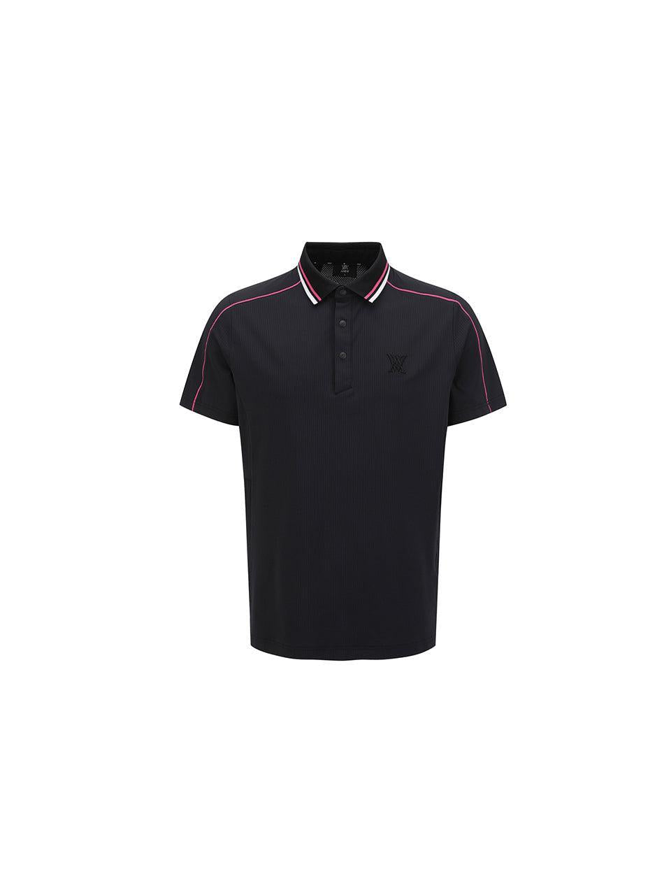 ANEW Men's SM Knit Collar Short T-Shirt - Black