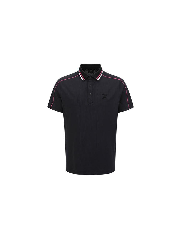 ANEW Men's SM Knit Collar Short T-Shirt - Black