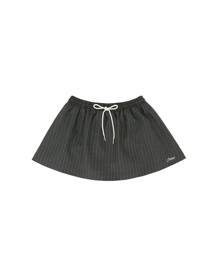 Piv'vee Pinstripe Drawstring Mini Skirt-2 Colors