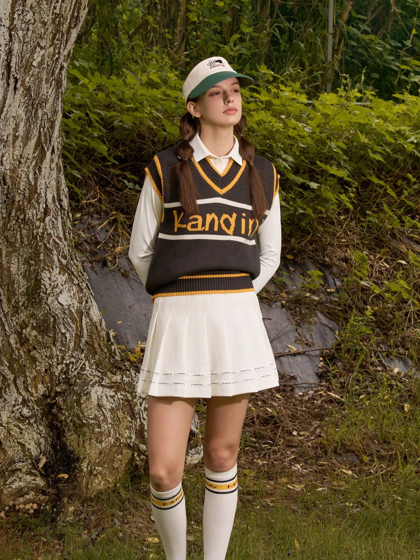 Kandini Charcoal Logo V-Neck Vest-Black