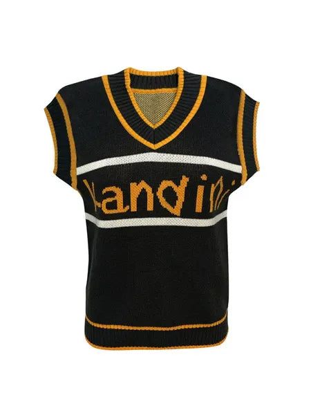 Kandini Charcoal Logo V-Neck Vest-Black