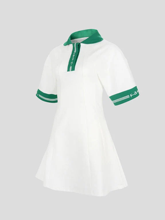 Kandini Collar Flare Dress-Green