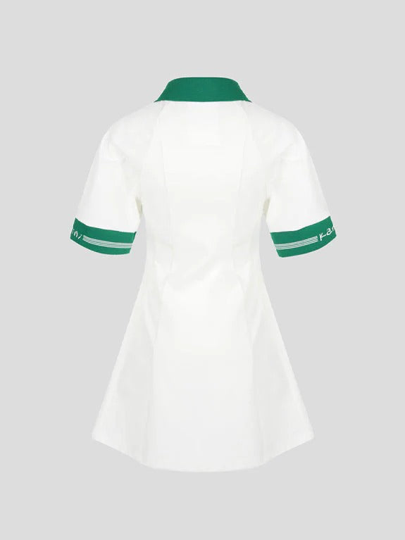 Kandini Collar Flare Dress-Green