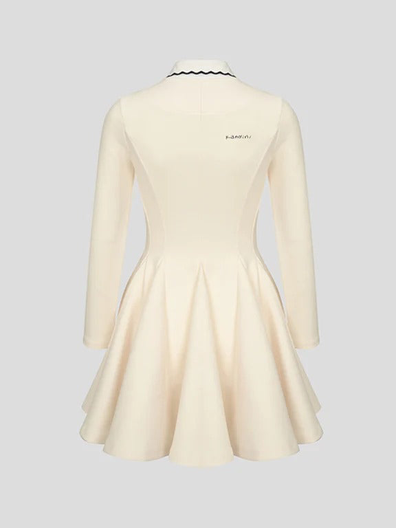 Kandini Zip-Up Flared Dress - Ivory