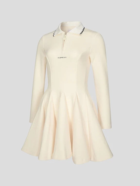 Kandini Zip-Up Flared Dress - Ivory