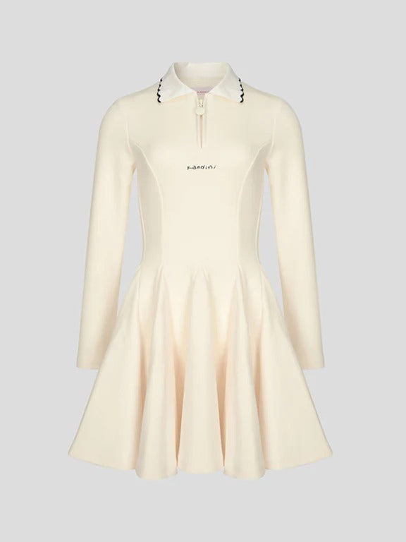 Kandini Zip-Up Flared Dress - Ivory