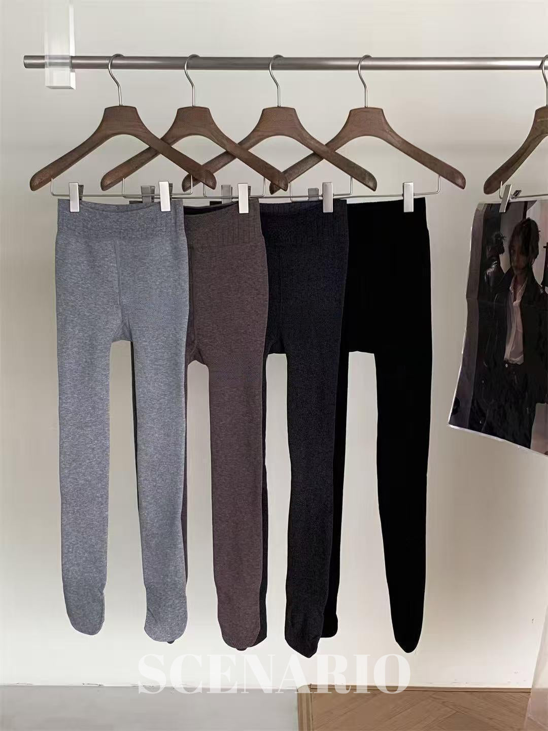 SCENARIO Fleece-Lined Stretch Compression Tights-3 Colors