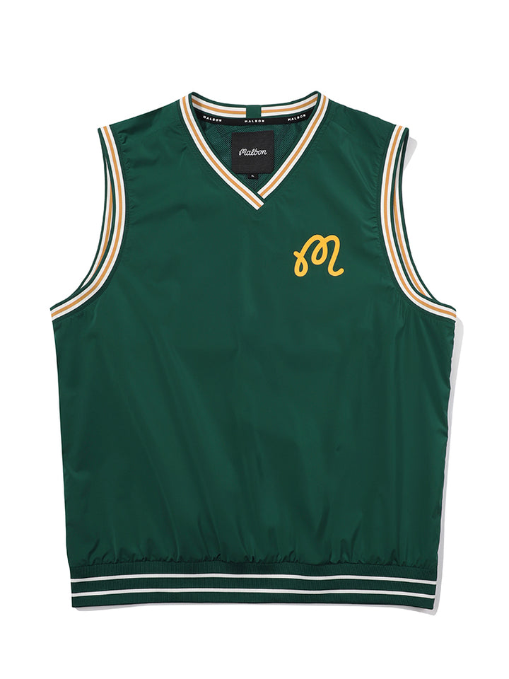 Malbon AIR MESH V NECK-Green