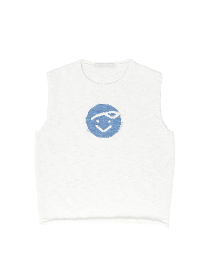 Piv'vee Club Cotton Knit Vest-Cloud White