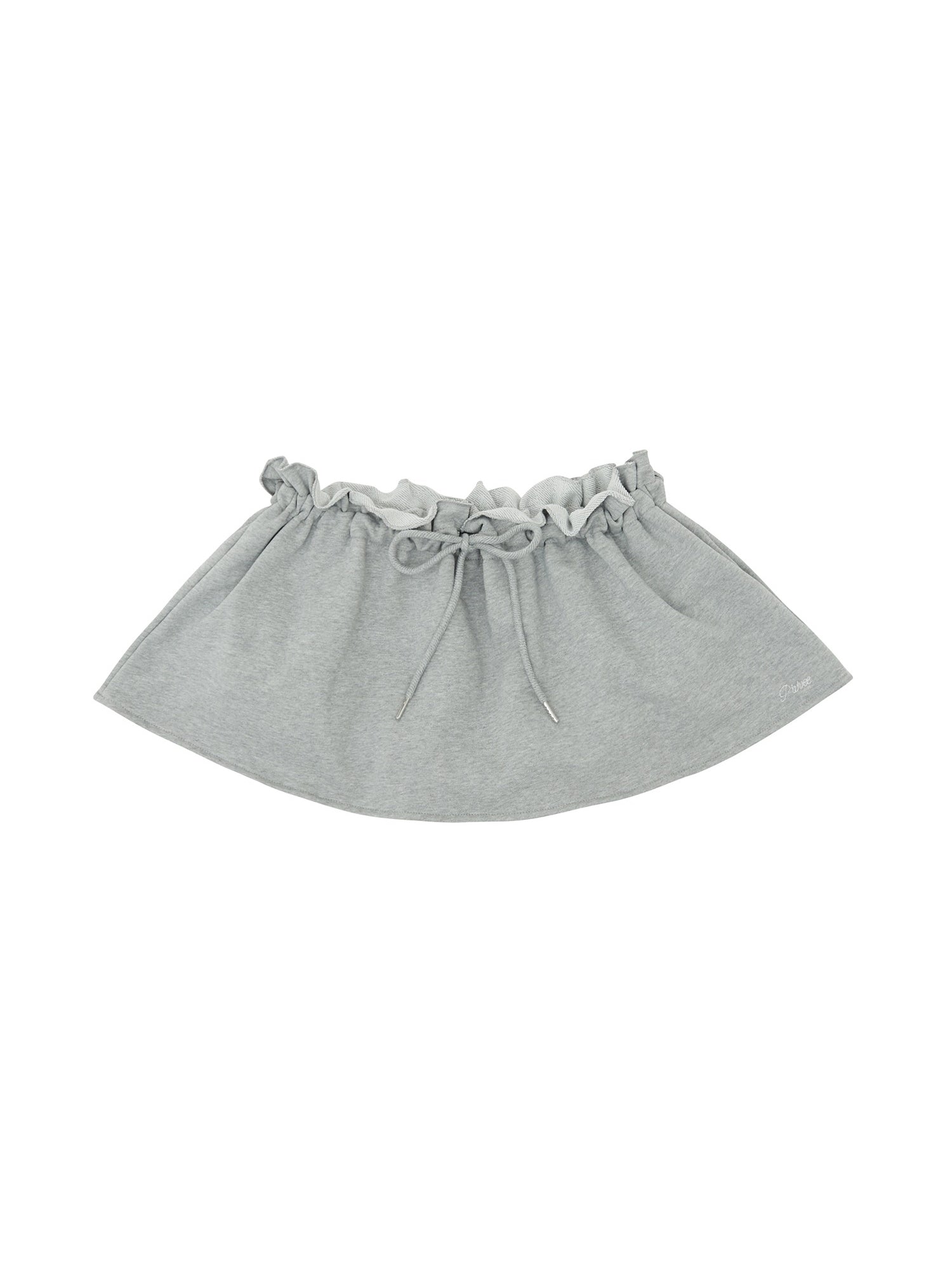 Piv'vee Drawstring Ruffle Mini Skirt-Heather Grey