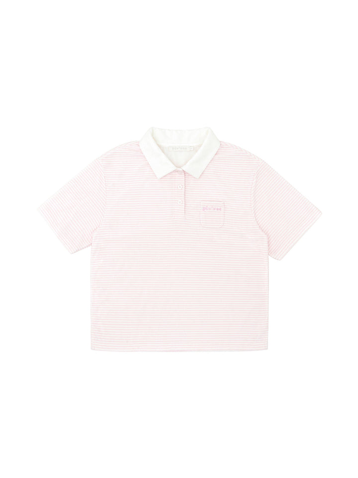 Piv‘vee Giant Stripe Terry PK Shirt-Bubble Pink