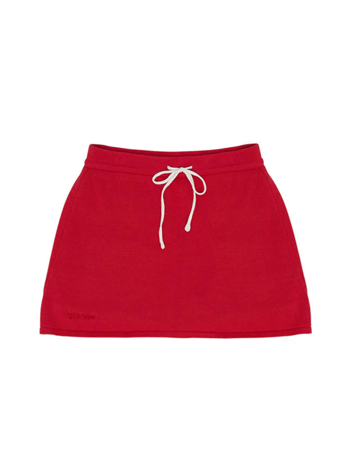Piv'vee Knit Mini A Skirt-Cherry Red