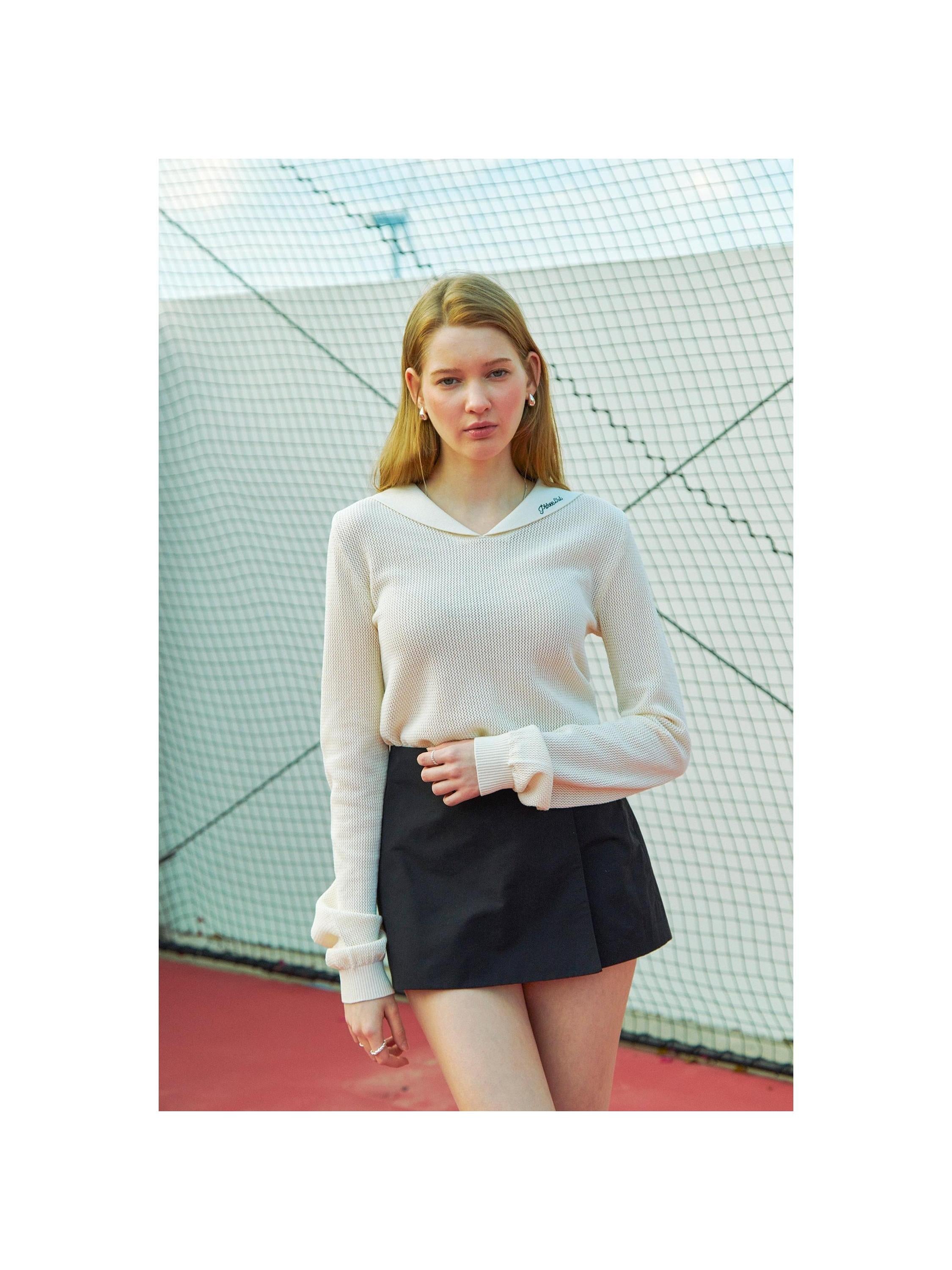 Piv'vee Club Sailor Collar Knit Top - The Golf Season | One Stop for Your Golf Shopping!