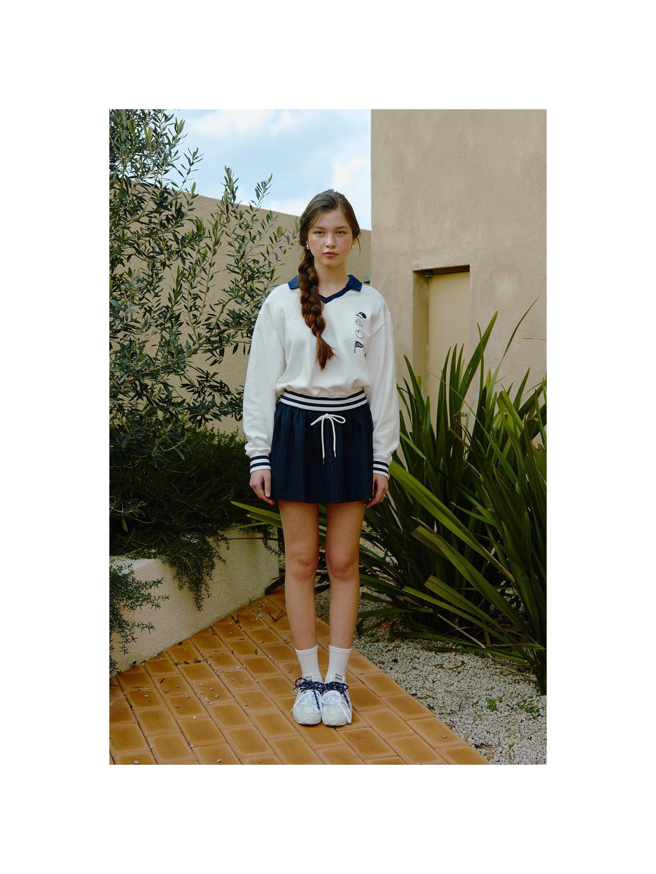 Piv'vee Pinstripe Drawstring Mini Skirt - The Golf Season | One Stop for Your Golf Shopping!