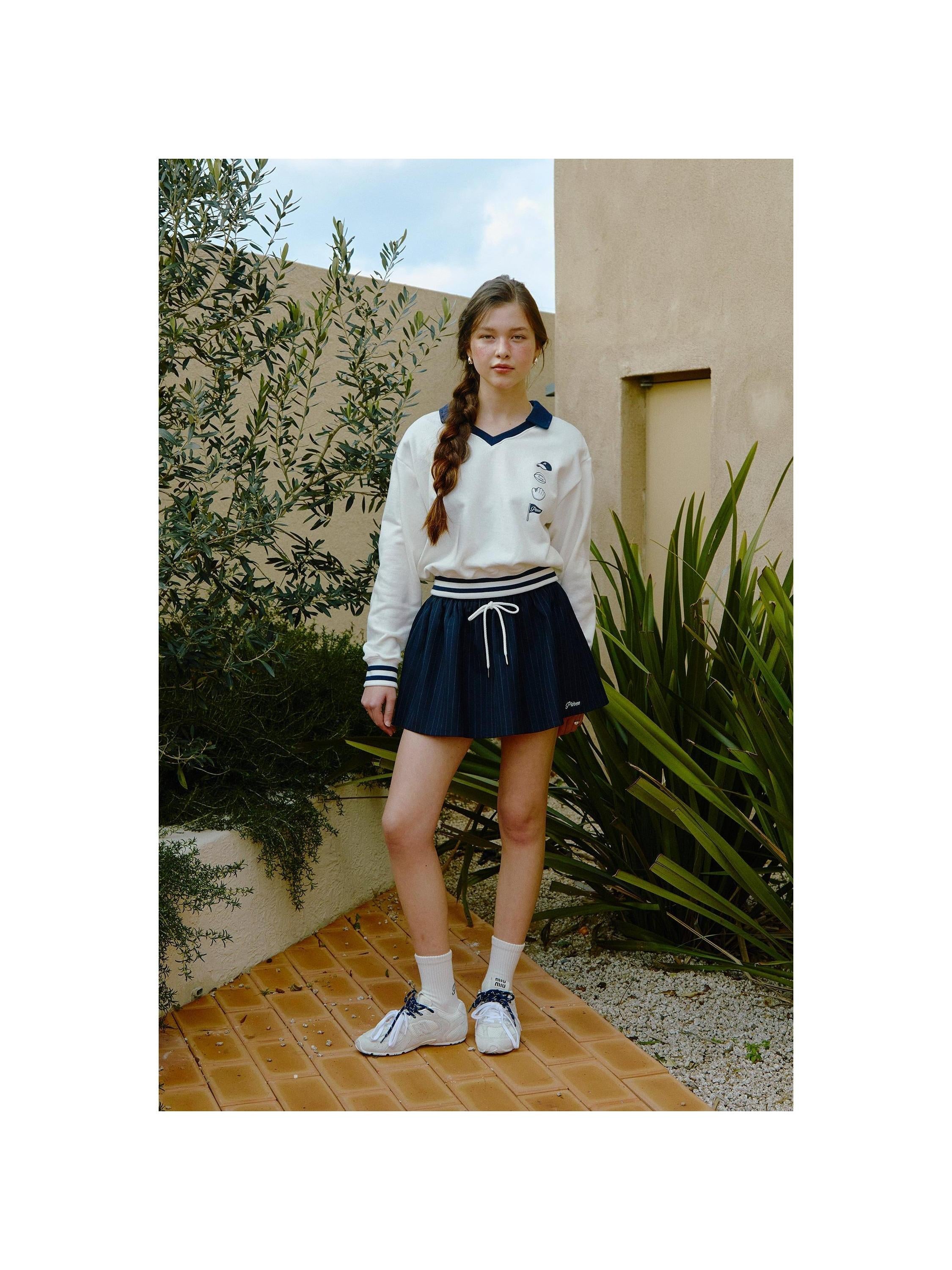 Piv'vee Pinstripe Drawstring Mini Skirt - The Golf Season | One Stop for Your Golf Shopping!