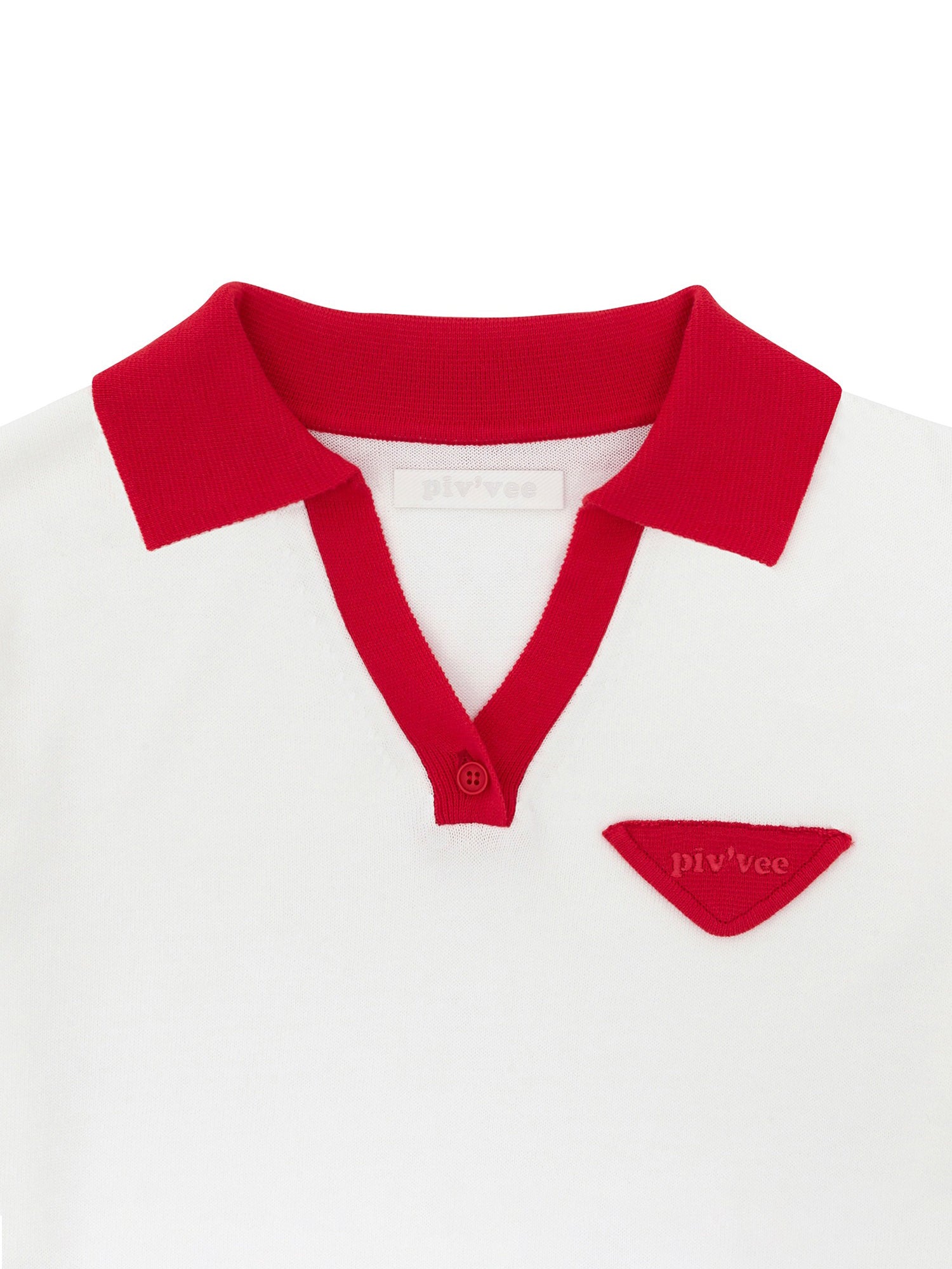 Piv'vee Pointed Collar Polo Knit-Cloud White